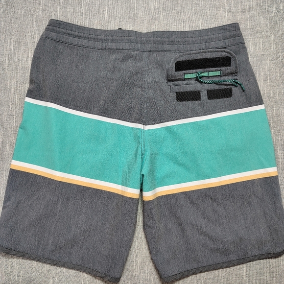 Vissla The Point Board‎ Shorts Size 30 Small 19.5" Blue Gray Striped Surf Swim - Picture 6 of 12